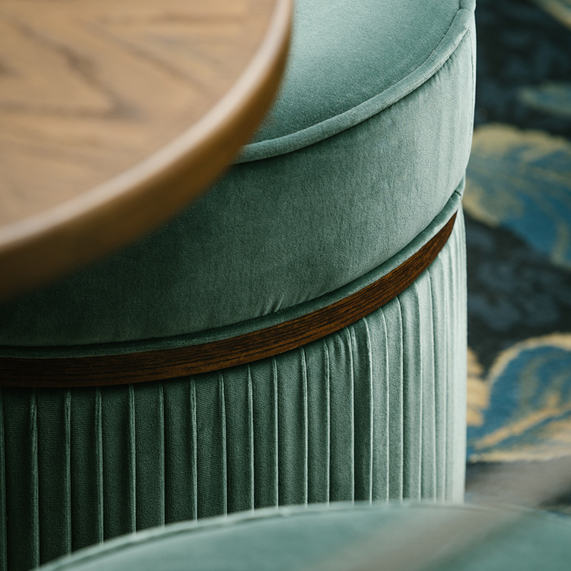 A velvet stool in Gleneagles Townhouse