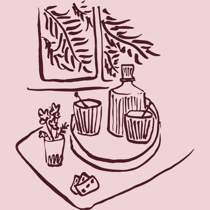 Illustration of room service tray