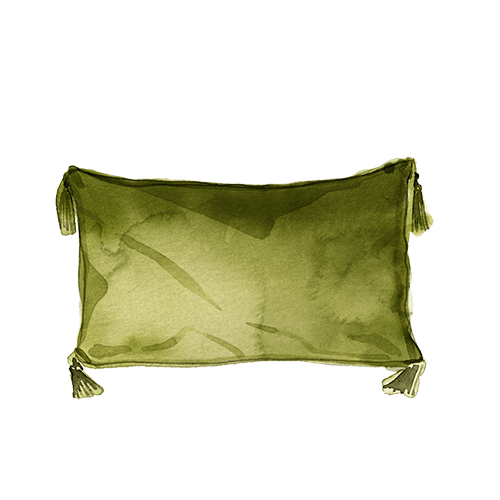 Watercolour image of a green pillow