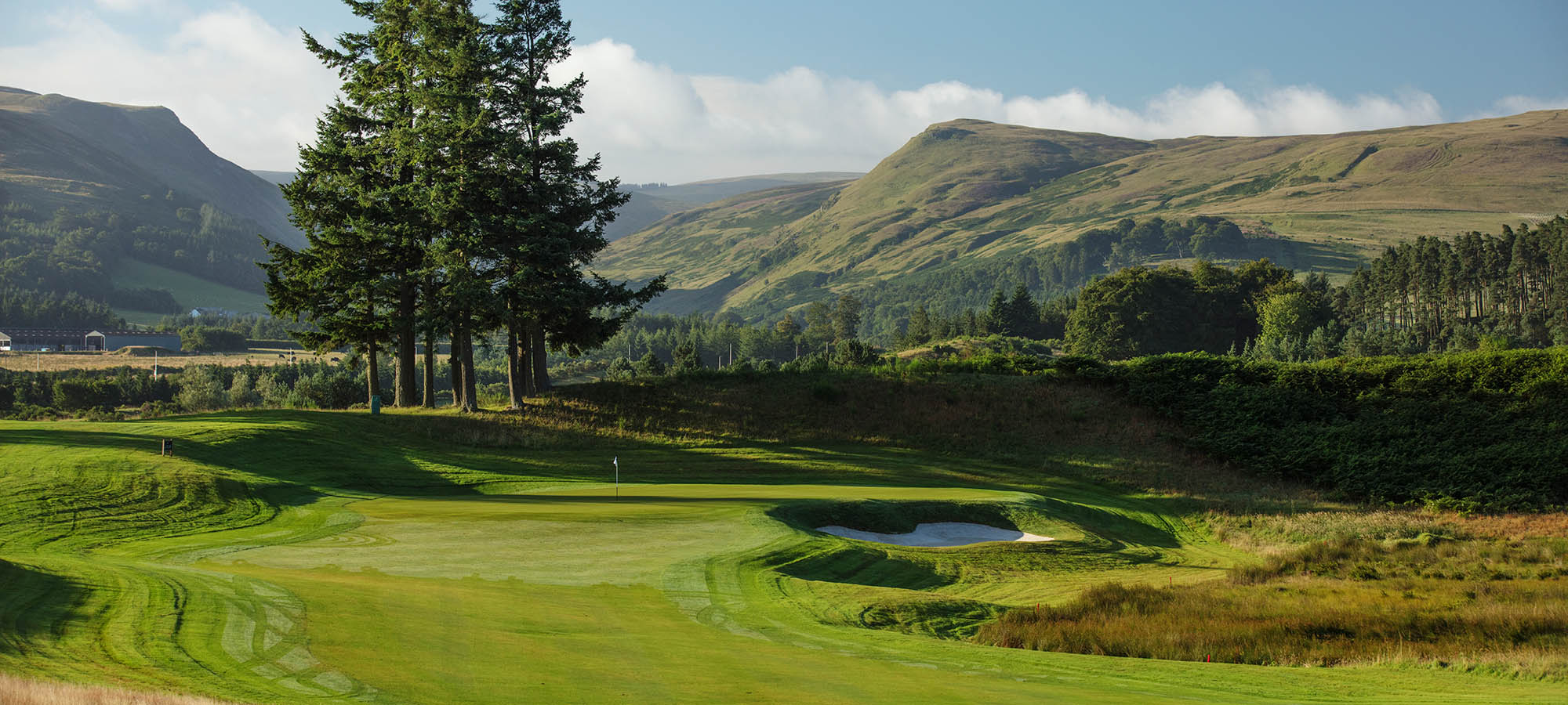 View towards the Glendevon and Ochil hills from the 1st tee on the PGA