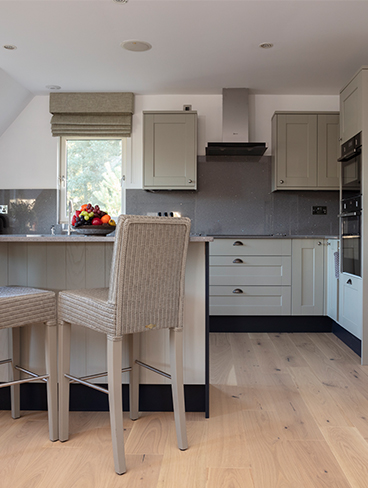 a large grey kitchen