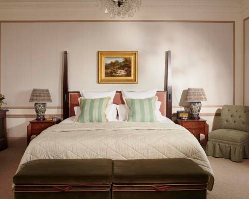 A bedroom in a whisky suite at Gleneagles