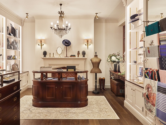 A beautiful retail shop at Gleneagles featuring lots of women's accessories