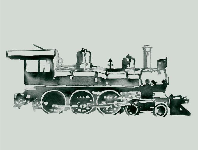 watercolour of a steam train