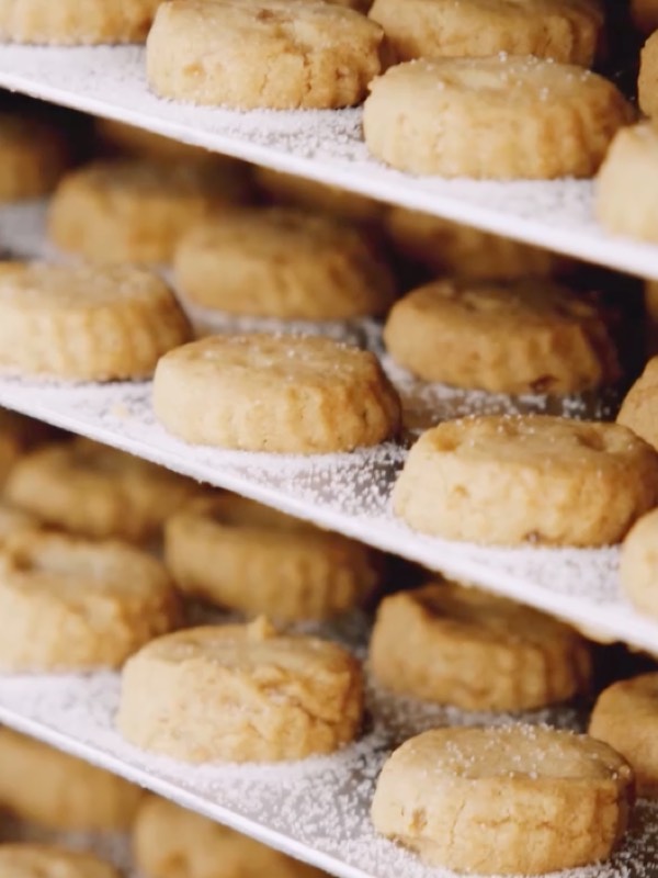 racks of shortbread rounds cooling off