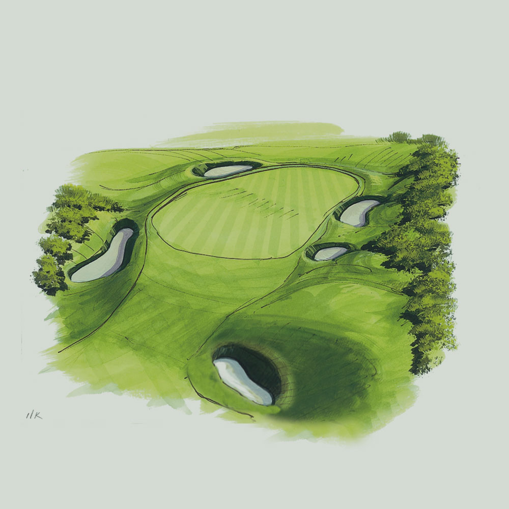 Illustration of the 11th hole of the King's Course at Gleneagles