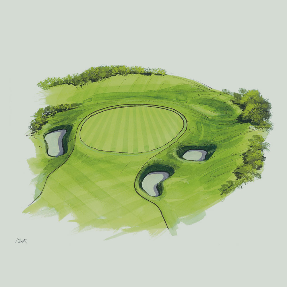 Illustration of the 12th hole of the King's Course at Gleneagles