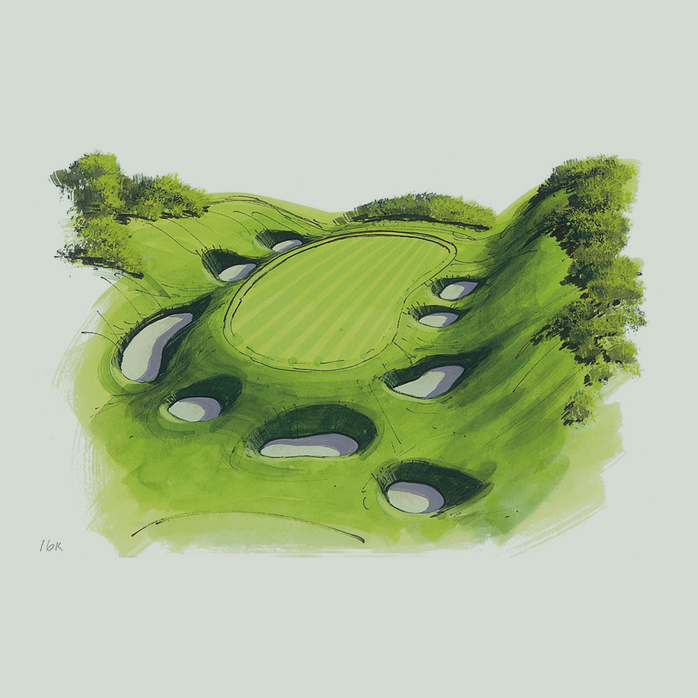 Illustration of the 16th hole of the King's Course at Gleneagles