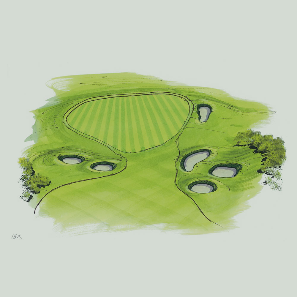 Illustration of the 18th hole of the King's Course at Gleneagles