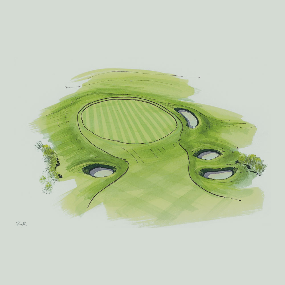 Illustration of the 2nd hole of the King's Course at Gleneagles