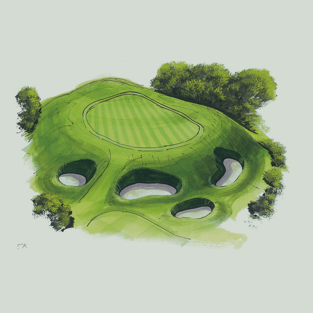 Illustration of the 5th hole of the King's Course at Gleneagles