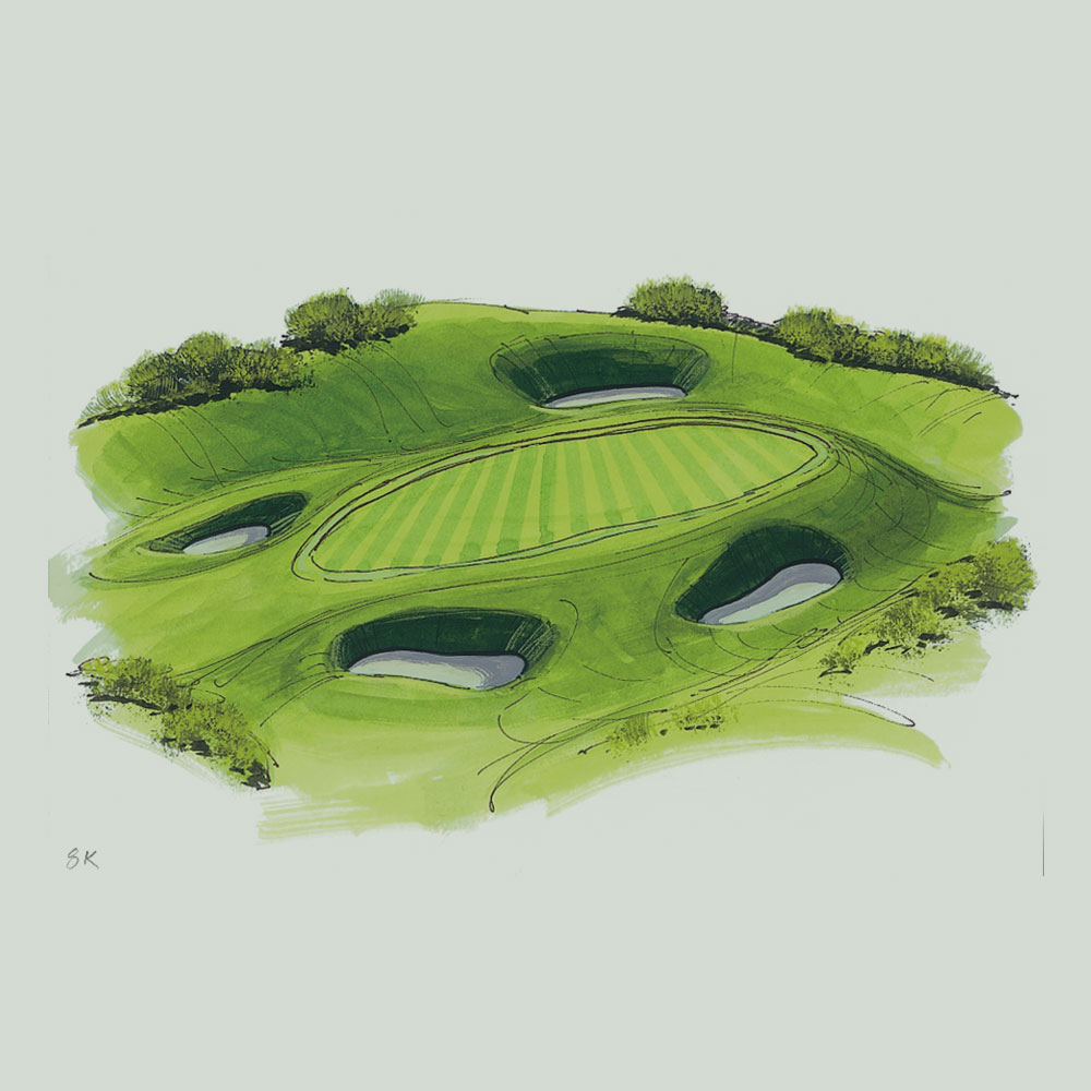 Illustration of the 8th hole of the King's Course at Gleneagles