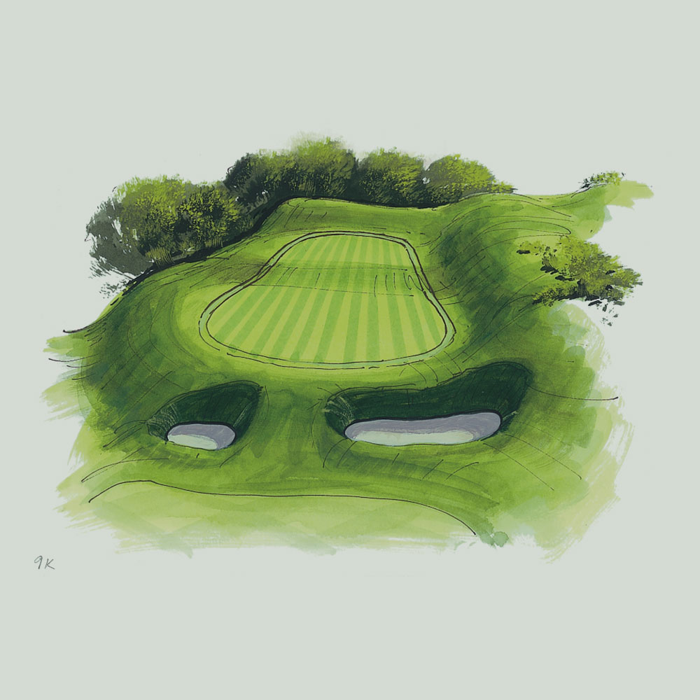 Illustration of the 9th hole of the King's Course at Gleneagles