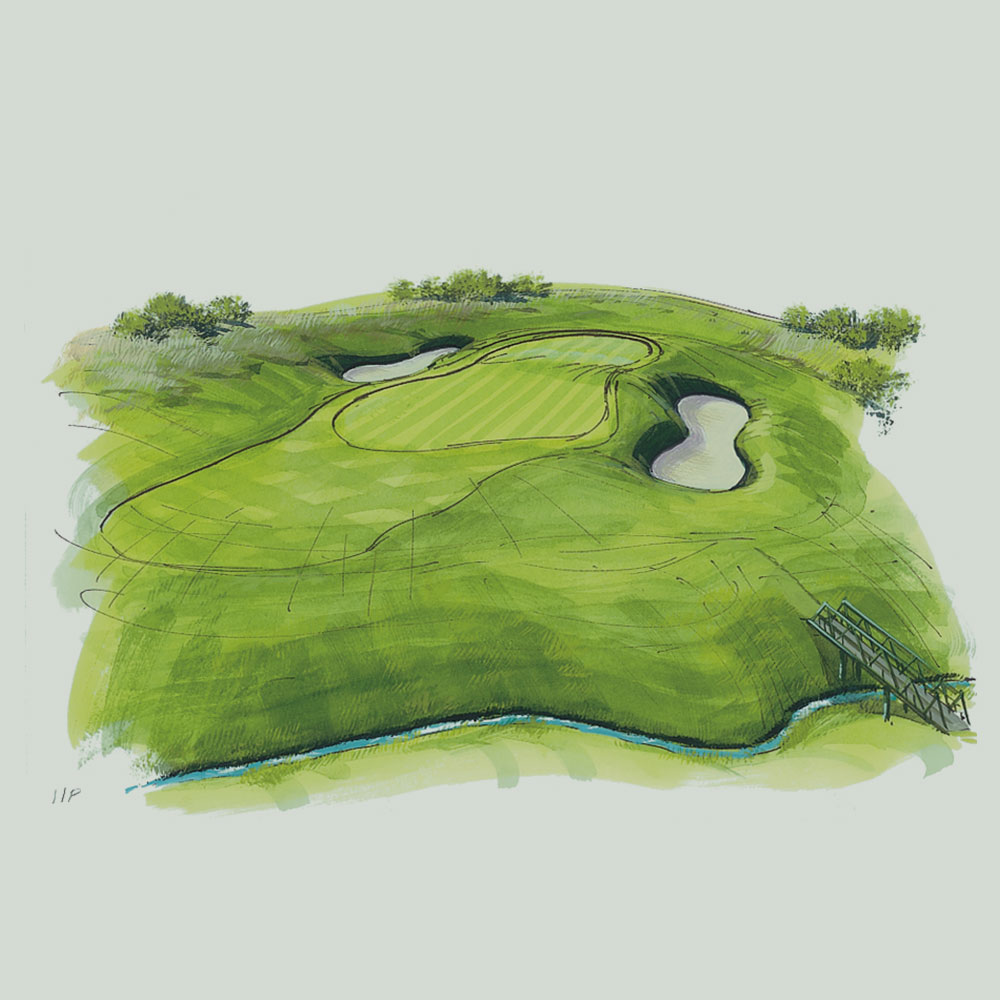 Illustration of the 11th hole of the PGA Course at Gleneagles