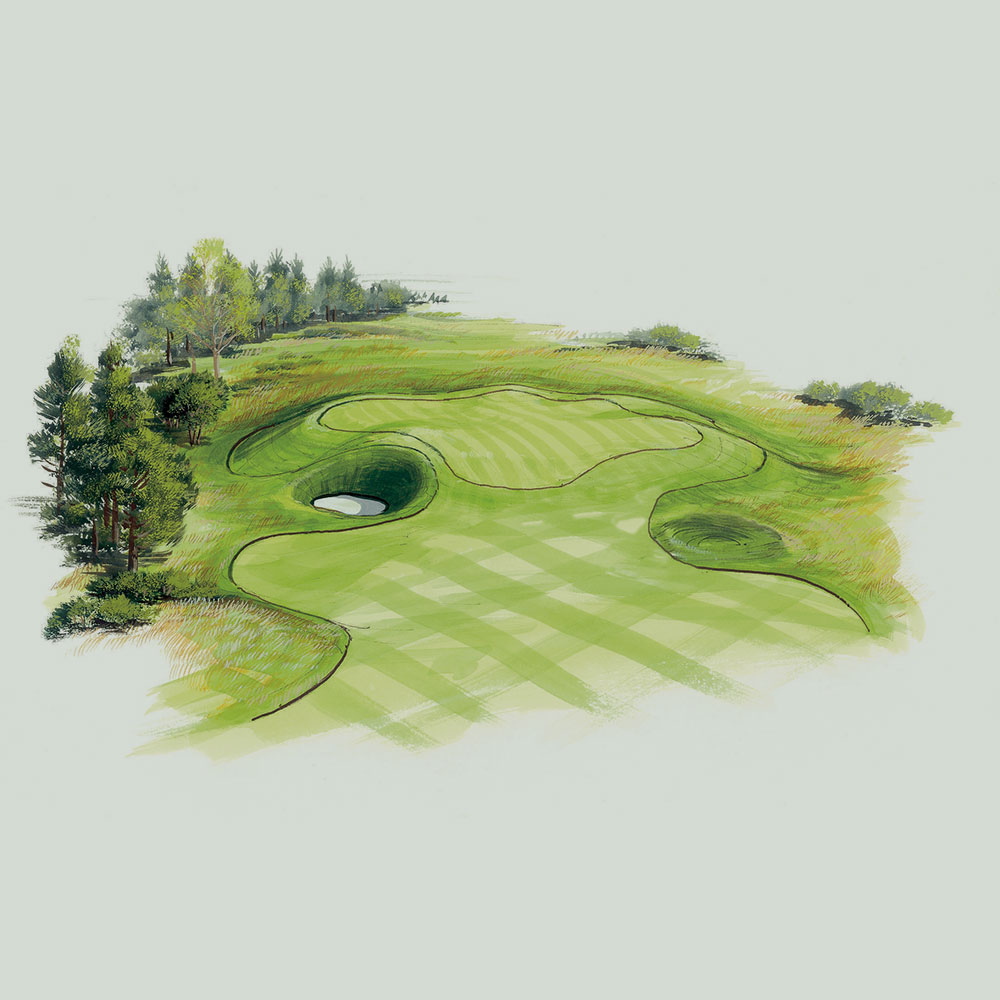 Illustration of the 13th hole of the PGA Course at Gleneagles