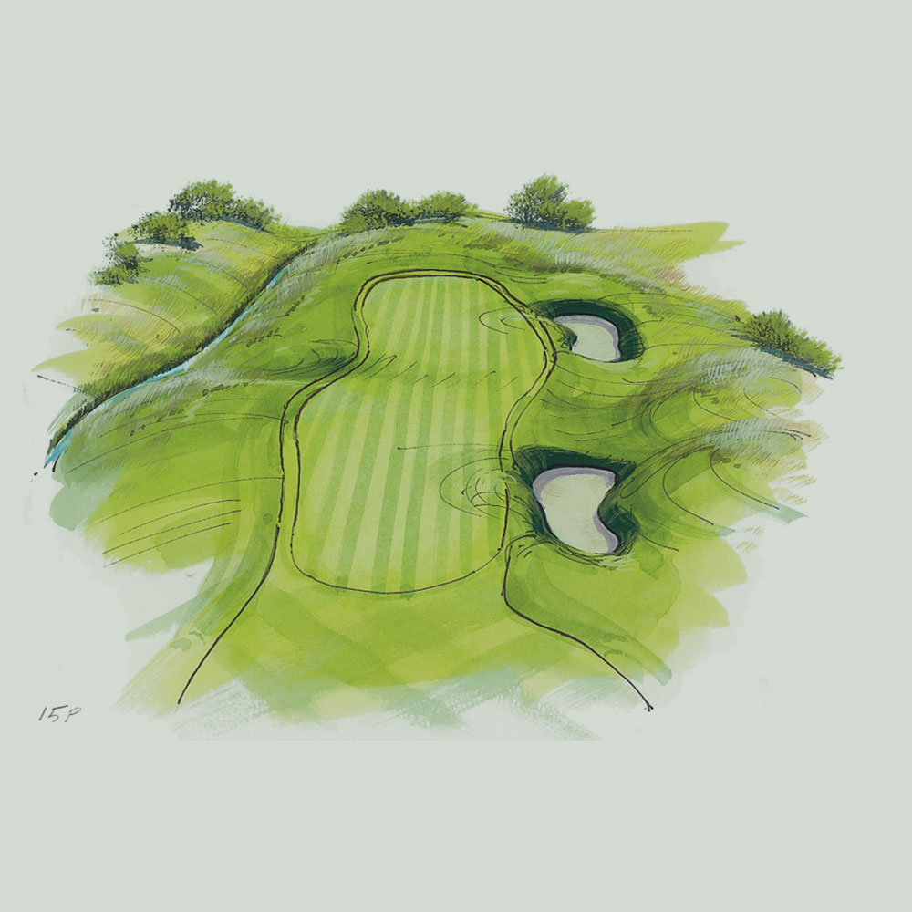 Illustration of the 15th hole of the PGA Course at Gleneagles