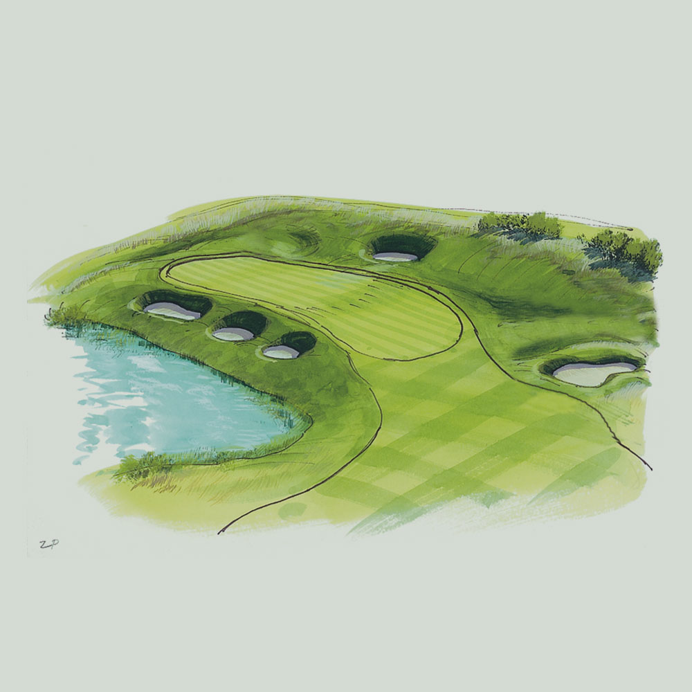 Illustration of the 2nd hole of the PGA Course at Gleneagles