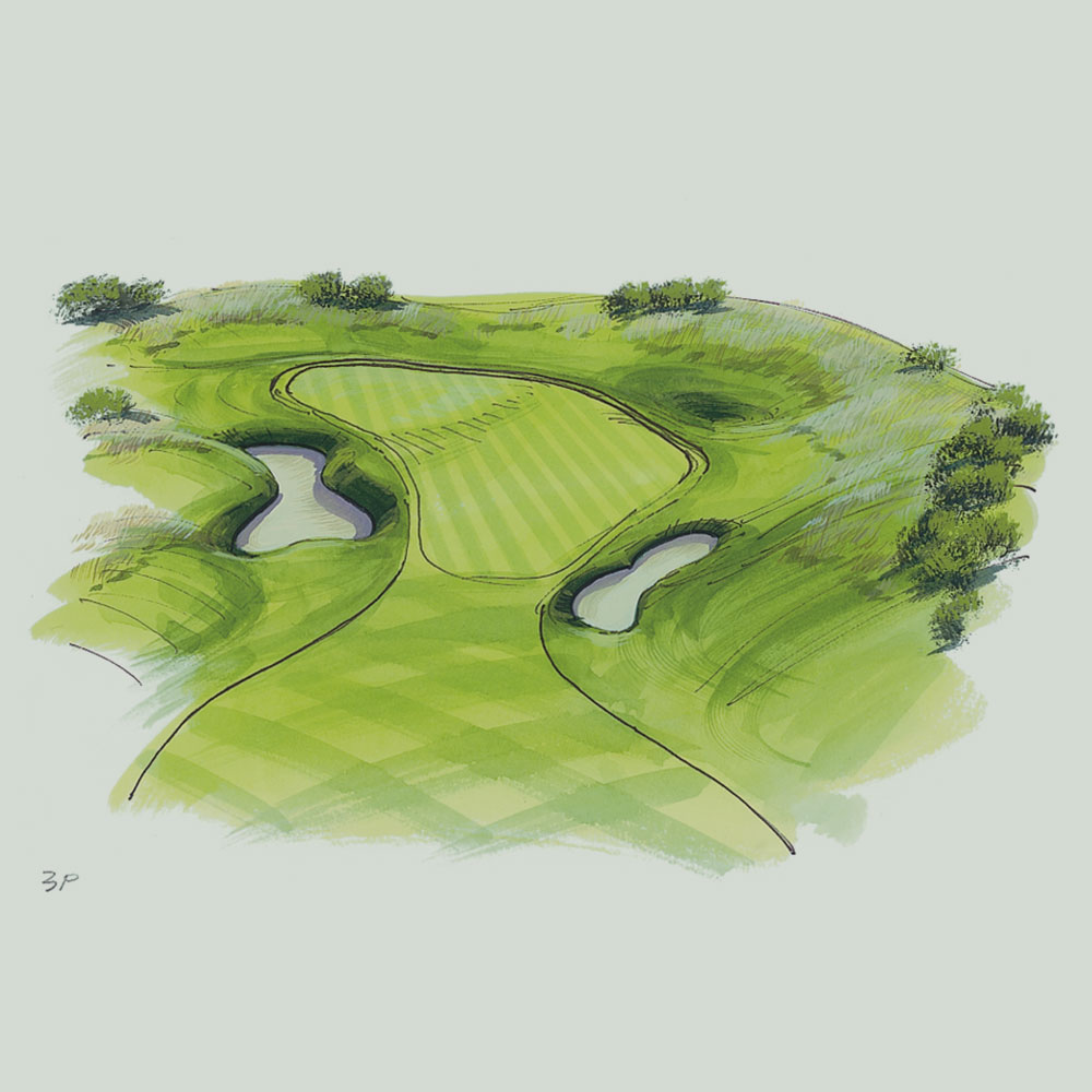 An illustration of hole 3 of the PGA course at Gleneagles