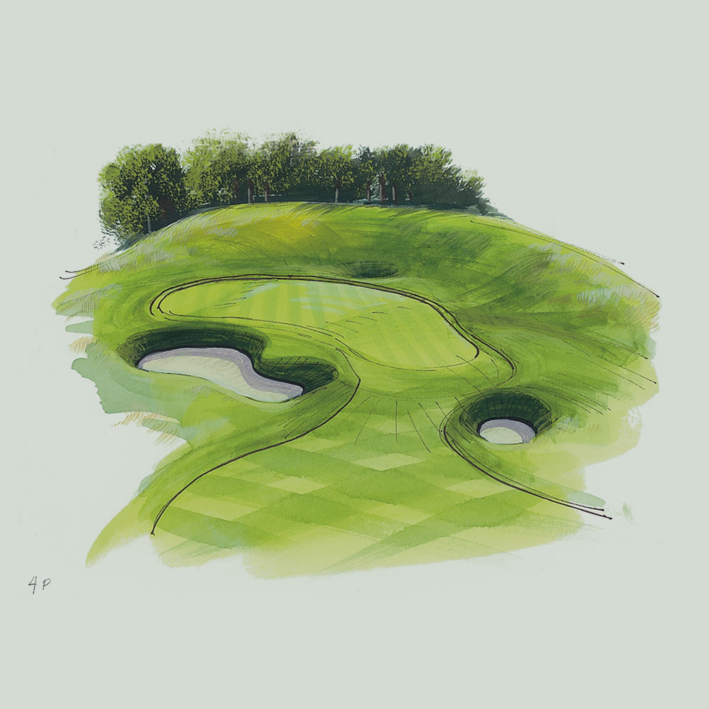 Illustration of the 4th hole of the PGA Course at Gleneagles