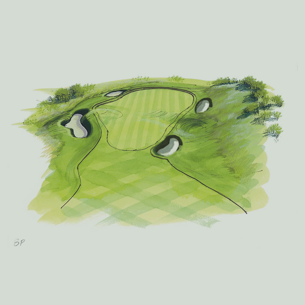 Illustration of the 8th hole of the PGA Course at Gleneagles