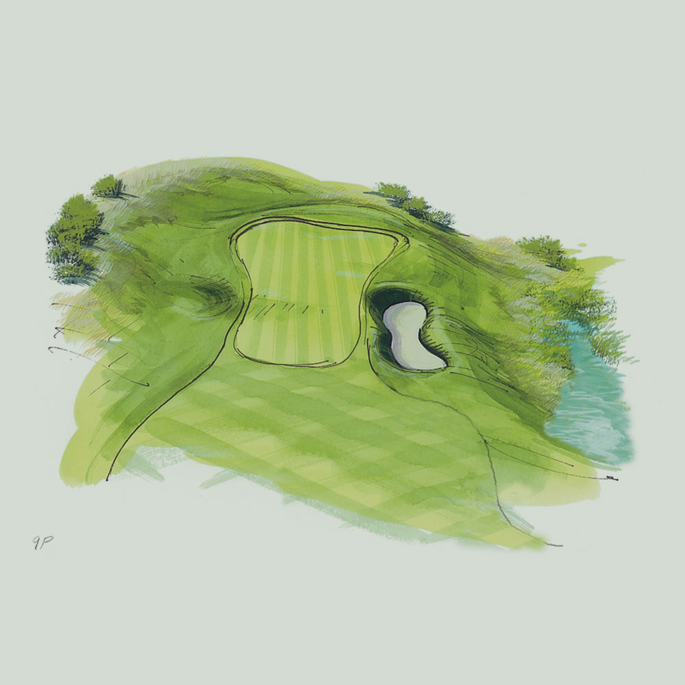 Illustration of 9th hole of the PGA course