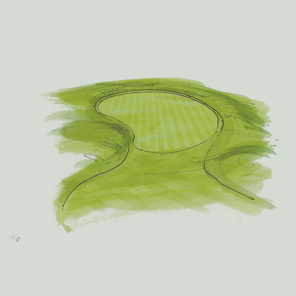 An illustration of the 15th hole of the queen's course at Gleneagles