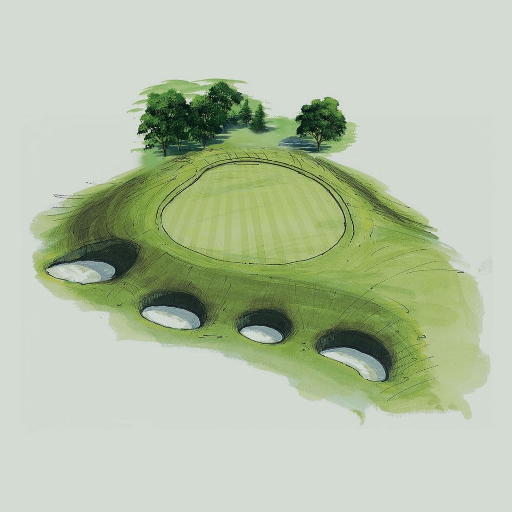 Illustration of the 2nd hole of the Queen's Course at Gleneagles