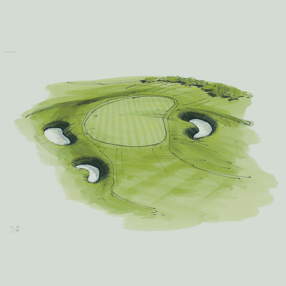Illustration of the 3rd hole of the Queen's Course at Gleneagles