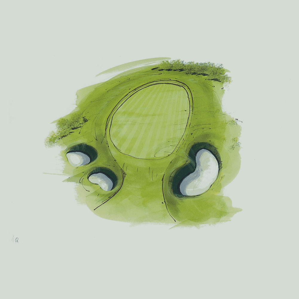 Illustration of the 4th hole of the Queen's Course at Gleneagles