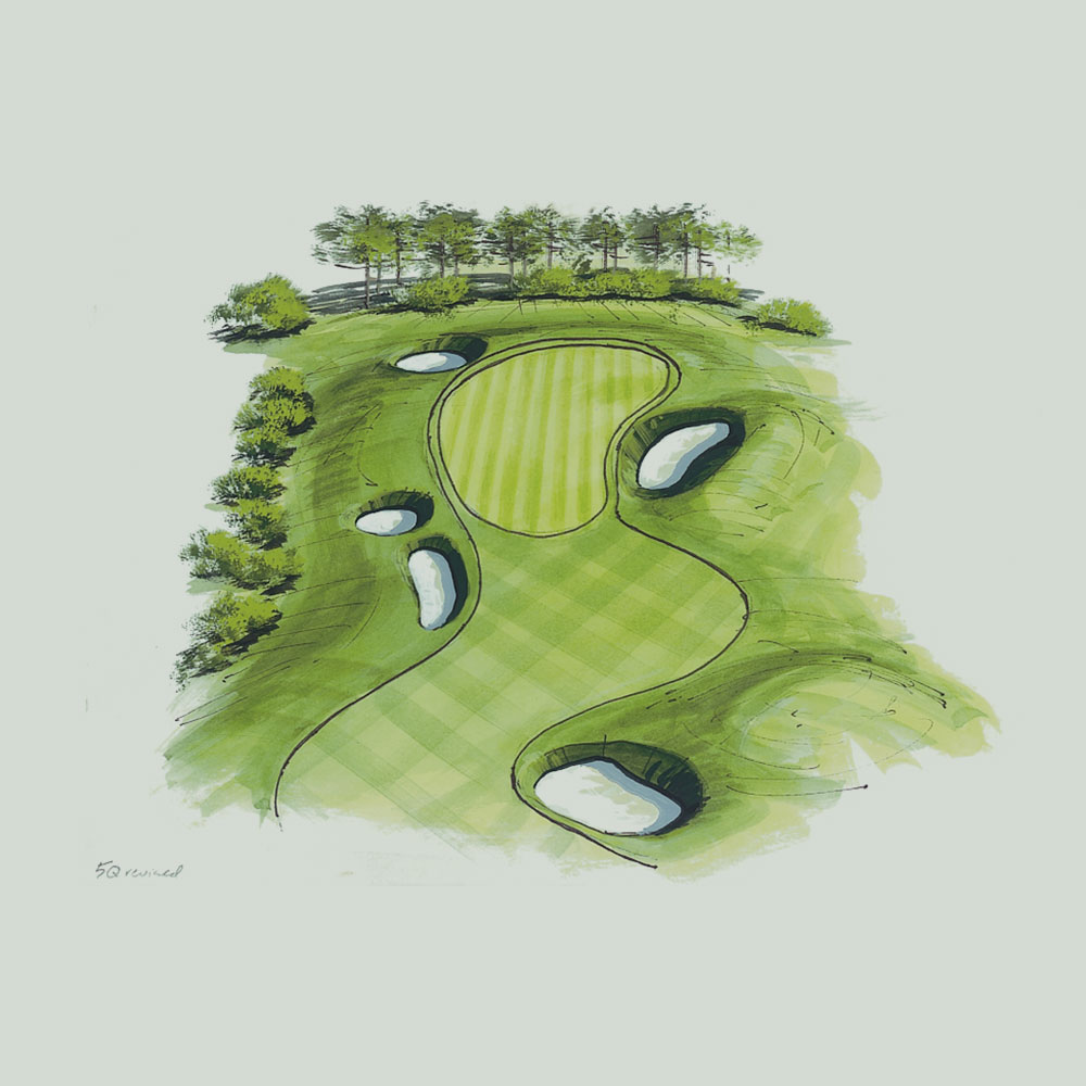 Illustration of the 5th hole of the Queen's Course at Gleneagles