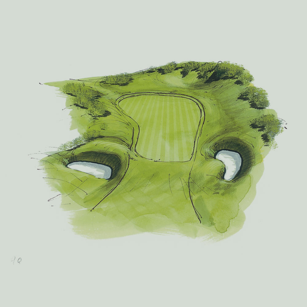 Illustration of the 9th hole of the Queen's Course at Gleneagles