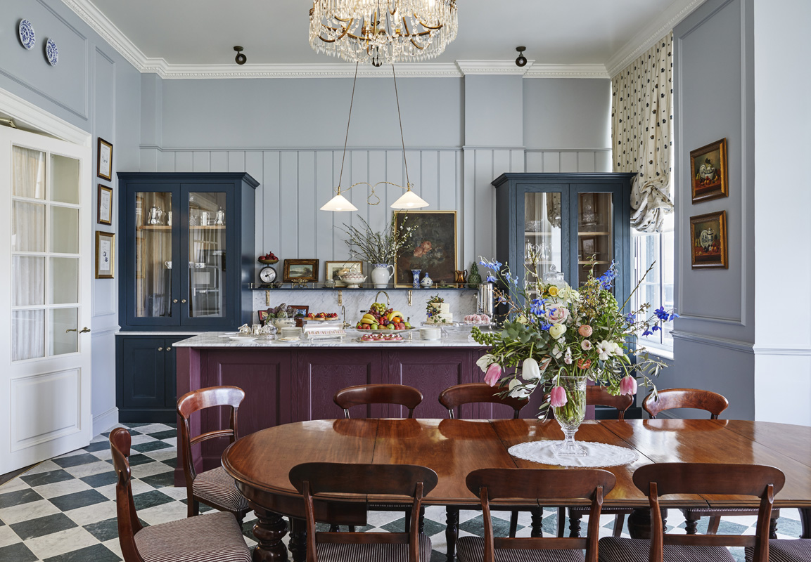 The pantry at gleneagles with large wooden table and breakfast bar