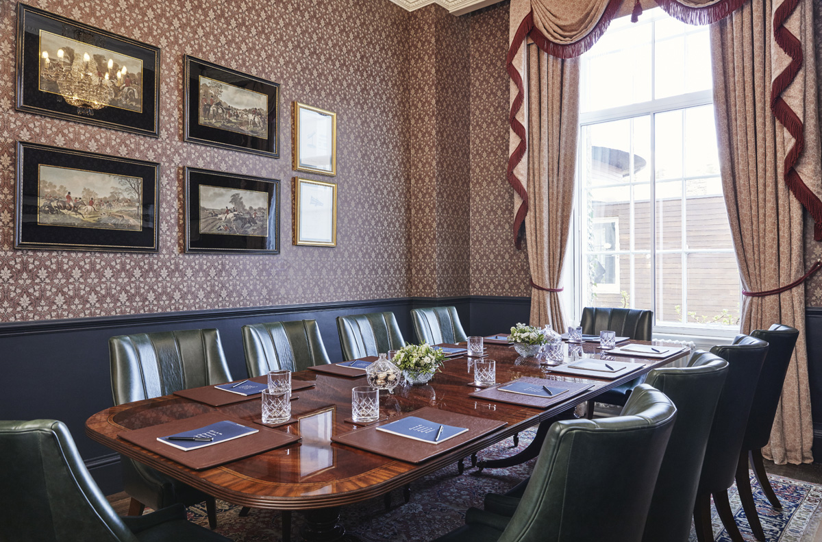 The study set up for a boardroom style meeting