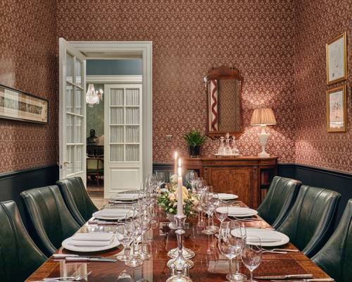 The study set for a private candle lit dinner