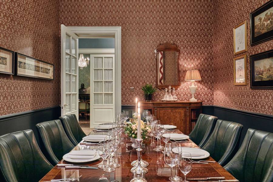 The study set for a private candle lit dinner