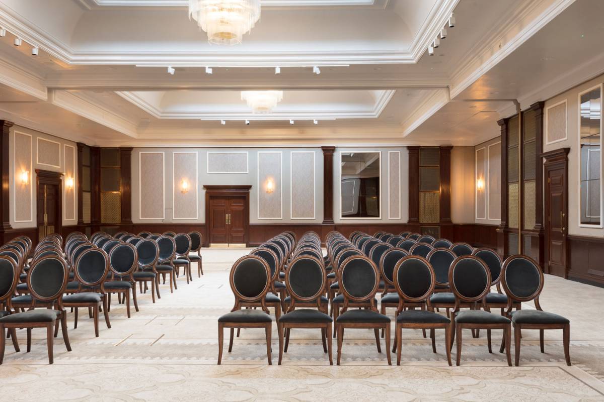 The Henry hall set up theatre style with long rows of chairs