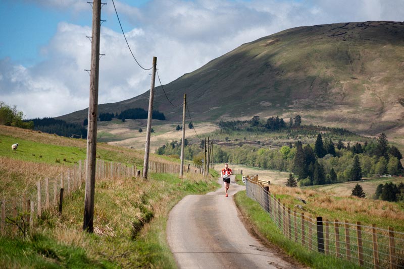 A runner on a B road near Gleneagles
