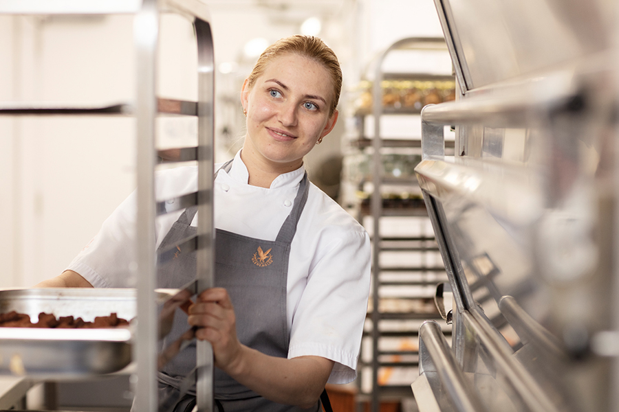 Pastry Chef, Grete in the pastry kitchen at Gleneagles