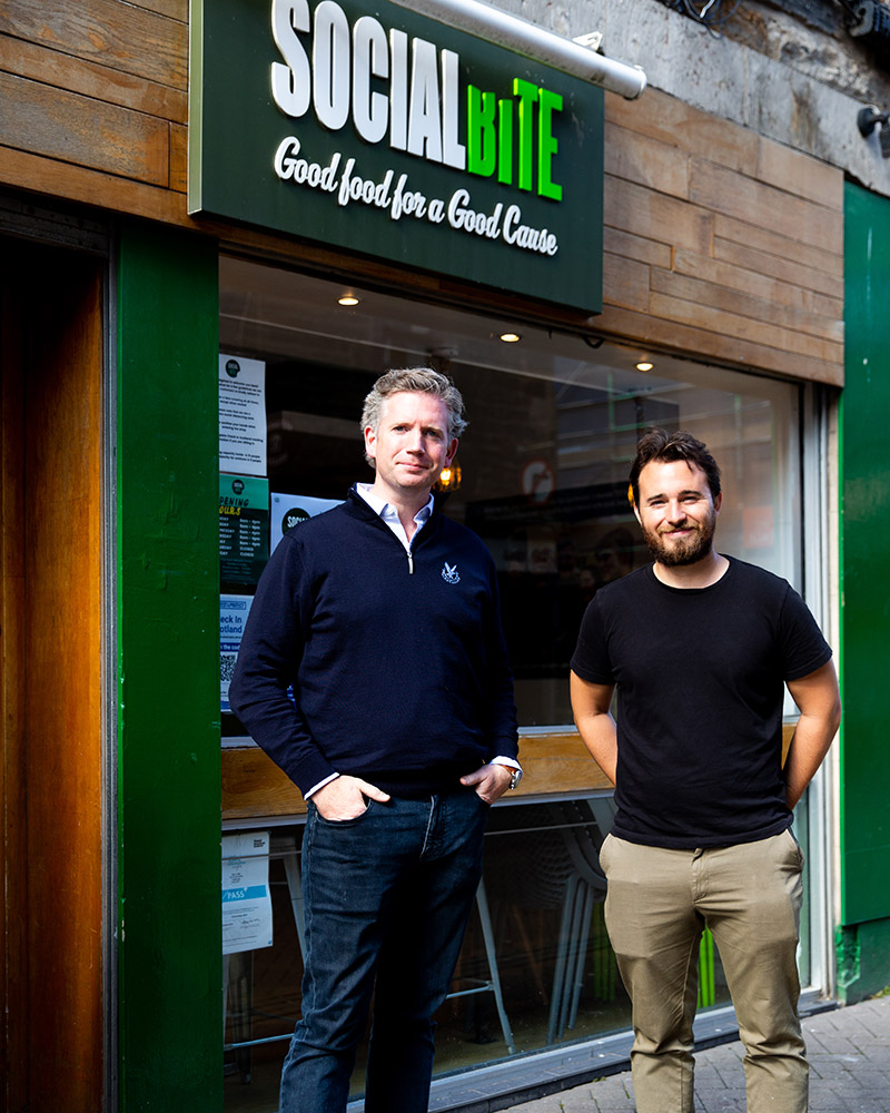 Gleneagles Managing Director COnor O'Leary and Josh Littlejohn of SocialBite