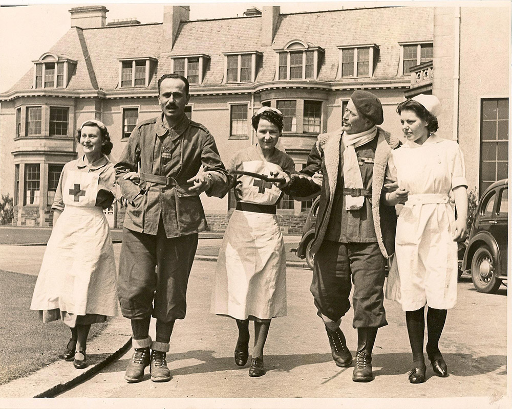 Wartime Gleneagles (Voluntary Aid Detachment nurses) VADs with French Officers, 1940s