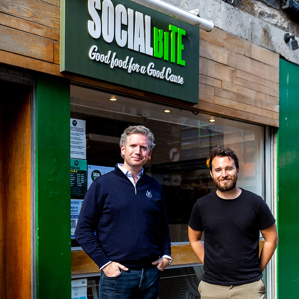 Conor O'Leary and Josh Litteljohn outside Social Bite