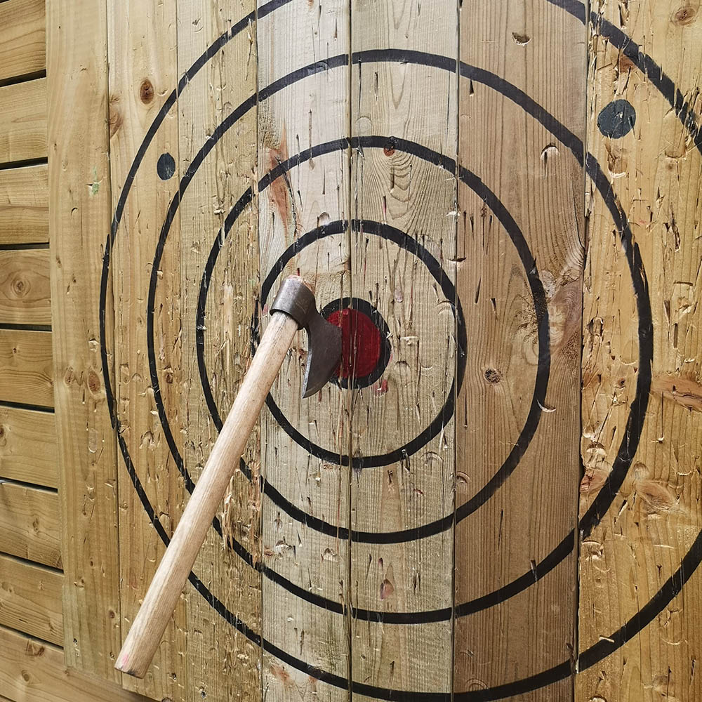 An axe in a bullseye at the Trailyard at Gleneagles