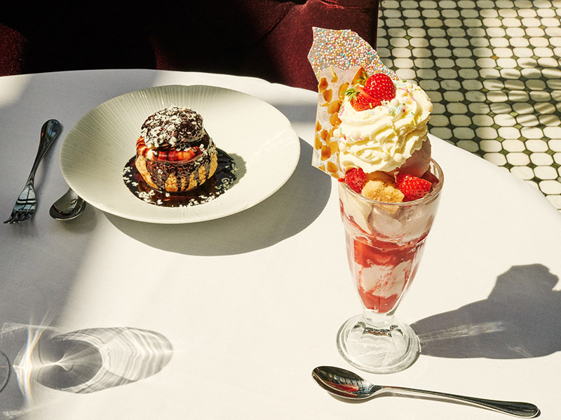 Two desserts on a table in the Birnam at Gleneagles