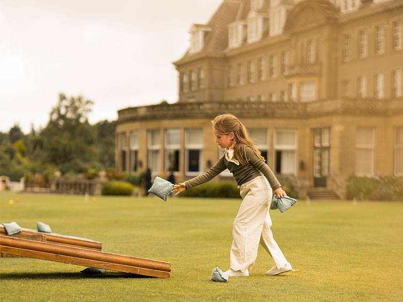 Child playing lawn games at gleneagles