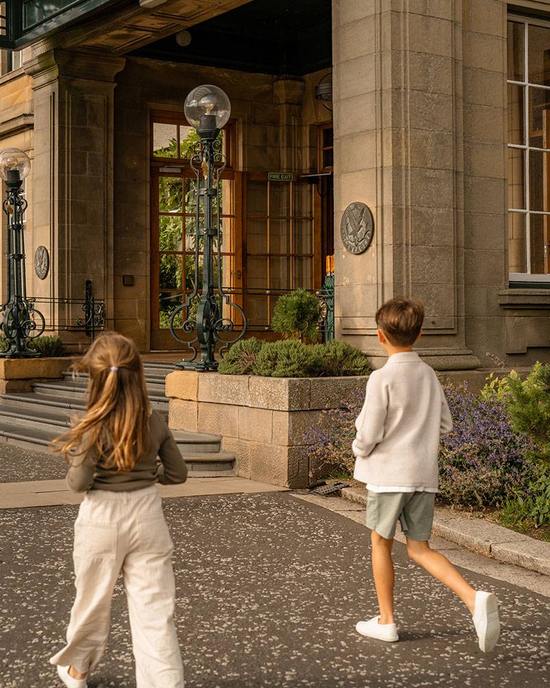 Children casually walking together at Gleneagles Entrance